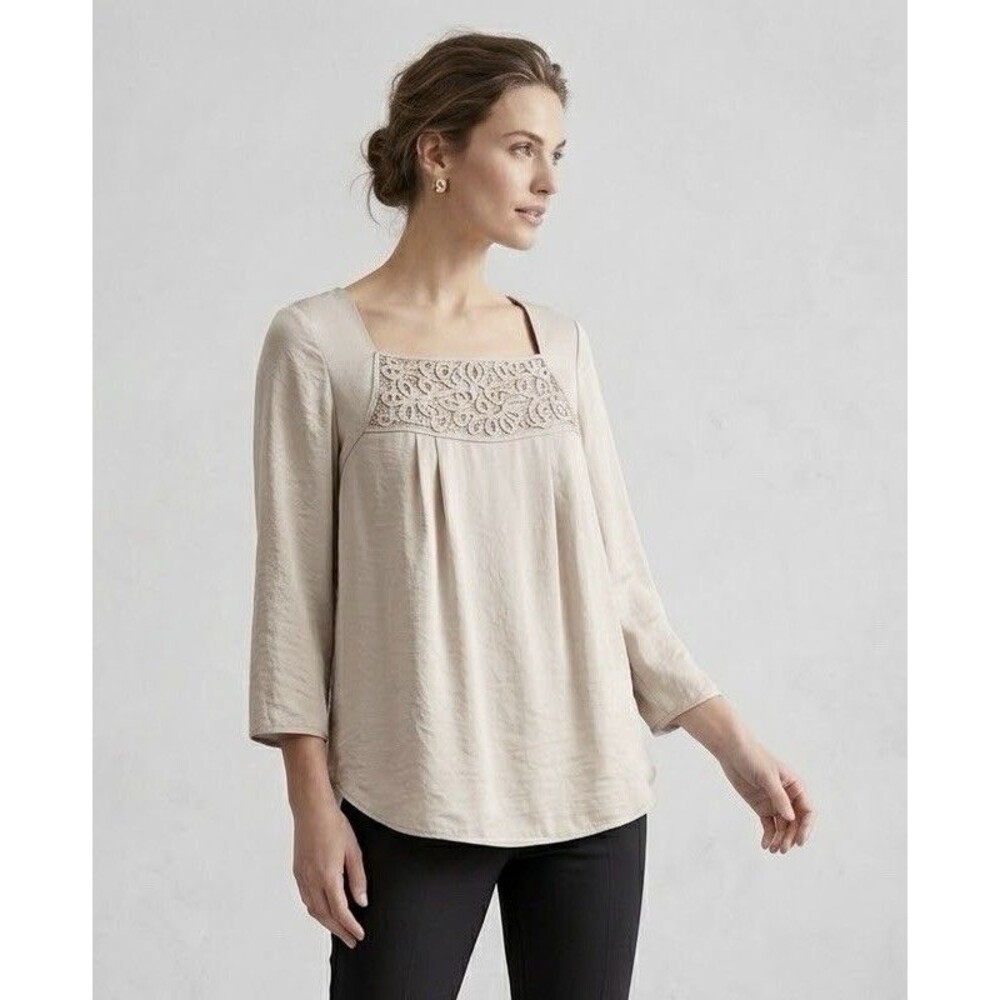 NWOT M&S Limited Collection Ivory Crochet Lace Square Neck Blouse Top Size UK 14